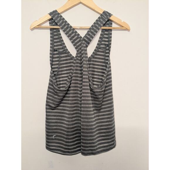 ZYIA Active Gray Nimbus Split Back Tank Top Size Medium Mesh Stripes EUC - Picture 6 of 8
